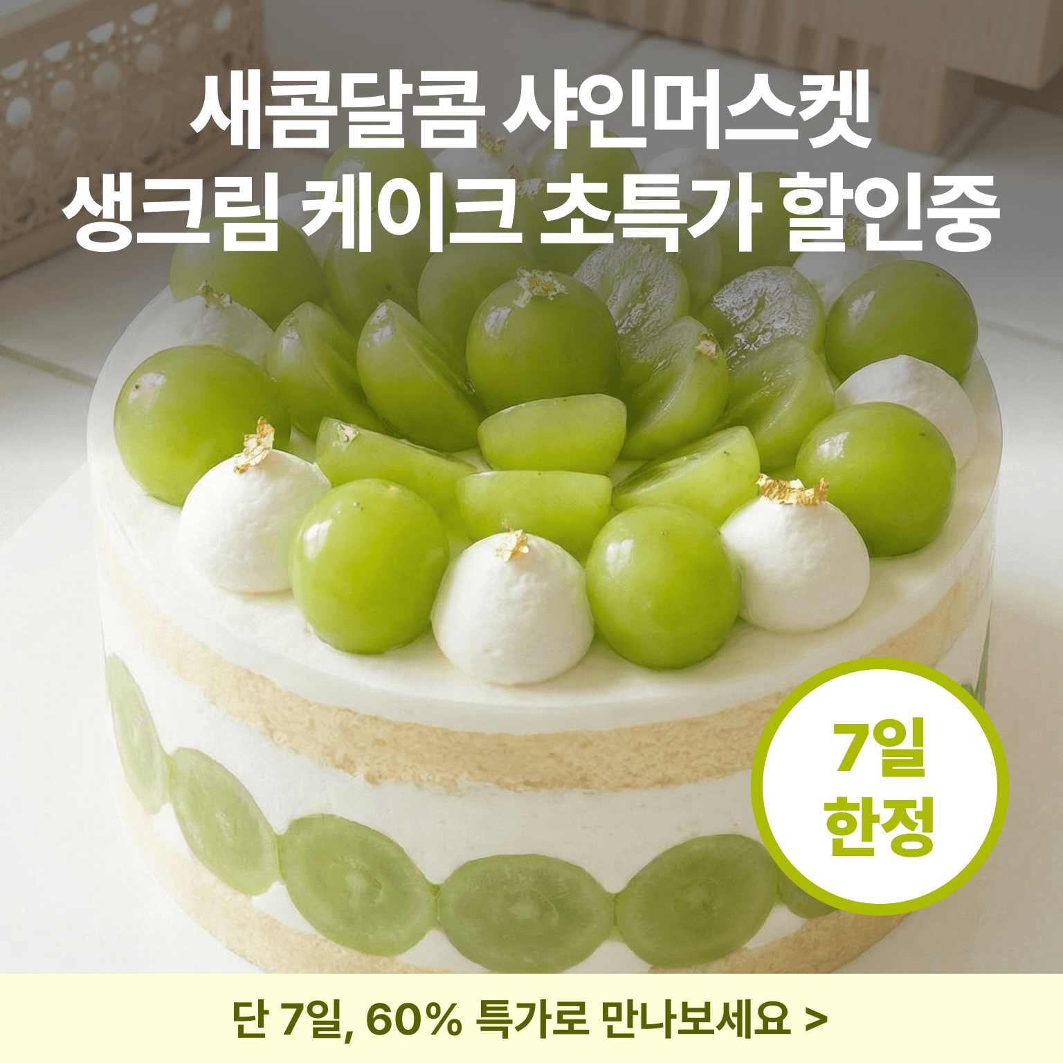 새콤달콤 샤인머스켓 생크림 케이크 초특가 할인중